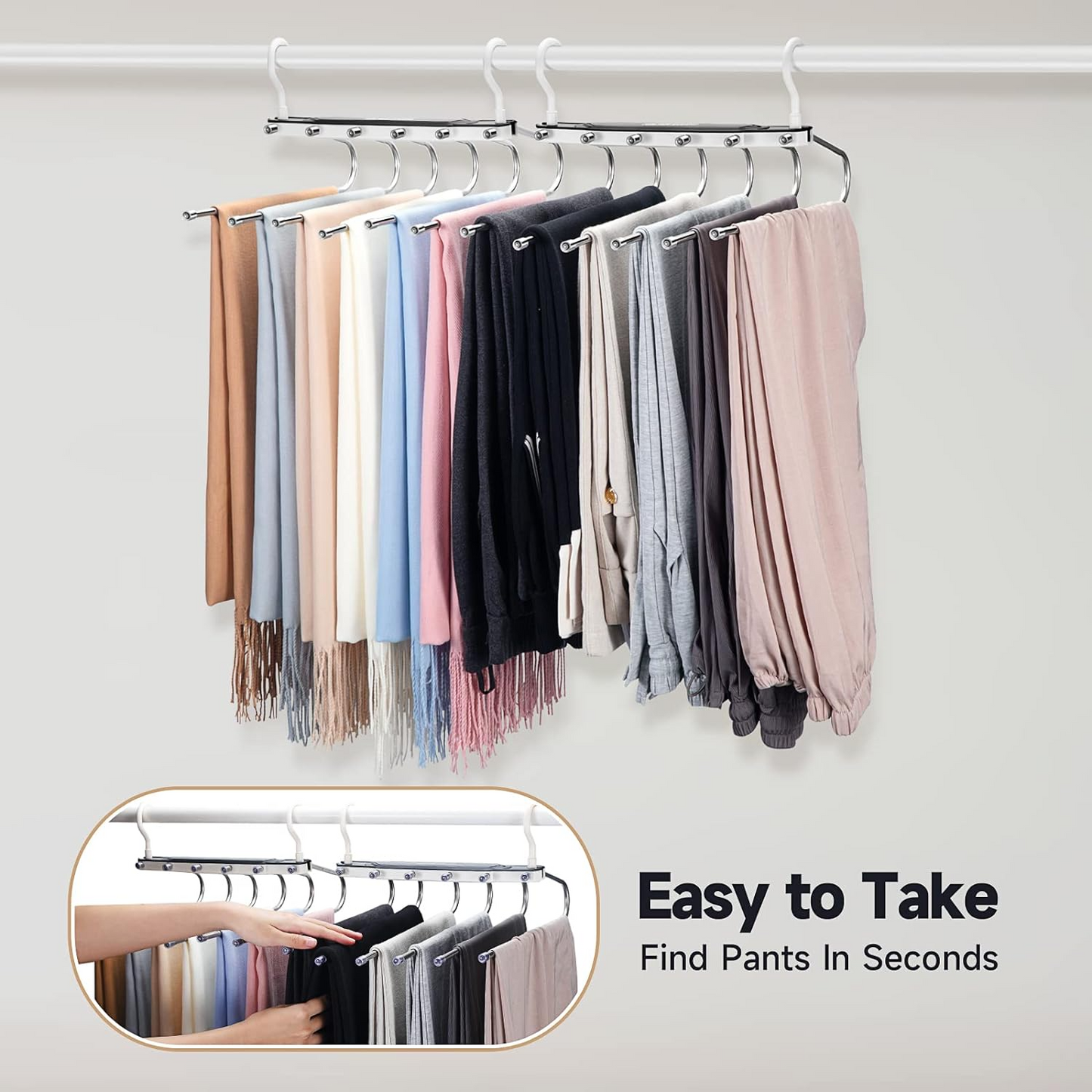 6 слоя закачалка за панталони (комплект от 2 части)