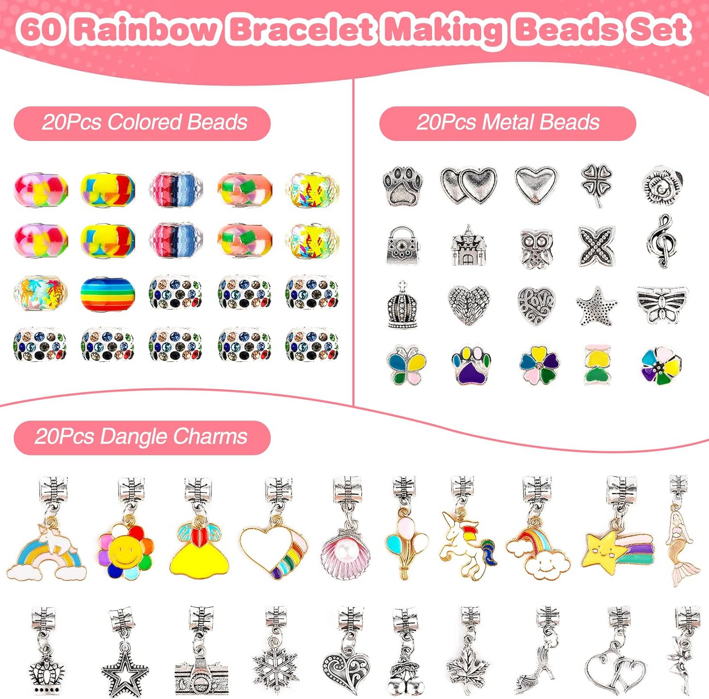 Комплект за правене на гривни за момичета (60 части)