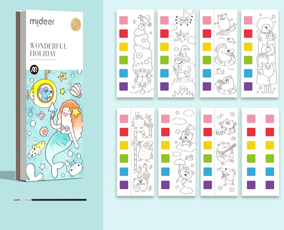 Книжка за оцветяване с акварел и четка