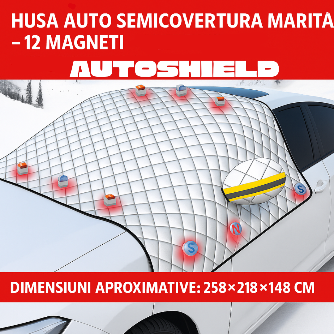 AutoShield Pro™ – Слънцезащитно покривало за предно стъкло и странични прозорци (235 x 150 cm)