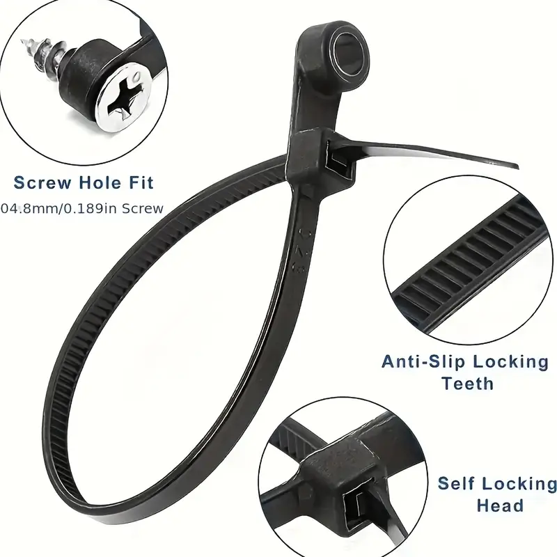 Комплект самозаключващи се кабелни връзки с кръгъл отвор (Комплект от 100)