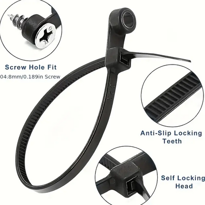 Комплект самозаключващи се кабелни връзки с кръгъл отвор (Комплект от 100)