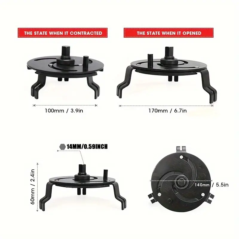 Wrenchie™ – Регулируем ключ за капак на резервоар за гориво (100–170 мм)