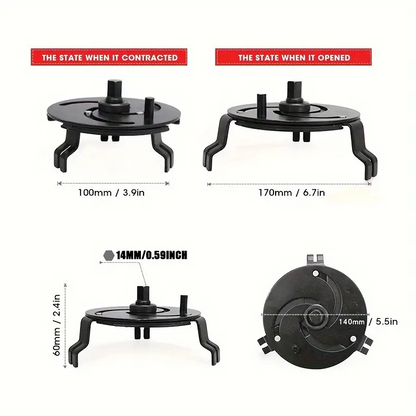 Wrenchie™ – Регулируем ключ за капак на резервоар за гориво (100–170 мм)