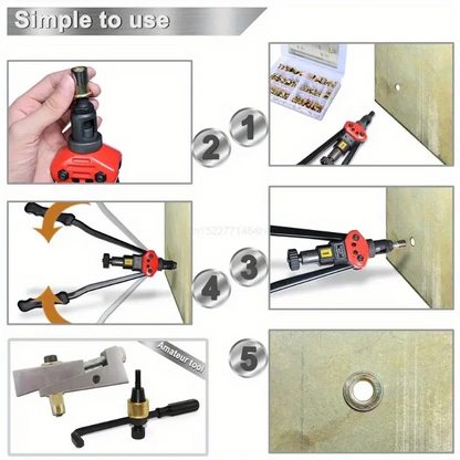 RivetMaster™ – Комплект от 150 броя резбови нитови гайки с плоска глава M3 M4 M5 M6 M8