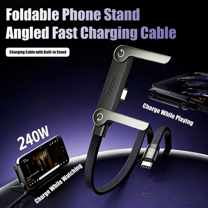 🔥ОФЕРТА 1+1!🔥PowerStand™ – 240W кабел за бързо зареждане със стойка за телефон (1.5m)