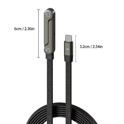 🔥ОФЕРТА 1+1!🔥PowerStand™ – 240W кабел за бързо зареждане със стойка за телефон (1.5m)