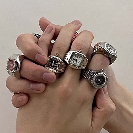 Пръстени тип часовник с уникален дизайн (комплект от 4 части)