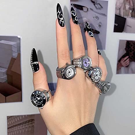 Пръстени тип часовник с уникален дизайн (комплект от 4 части)