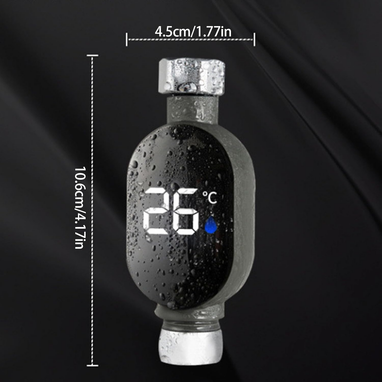 AquaTemp™ – Дигитален LED термометър за душ с цветен индикатор (0–99°C)