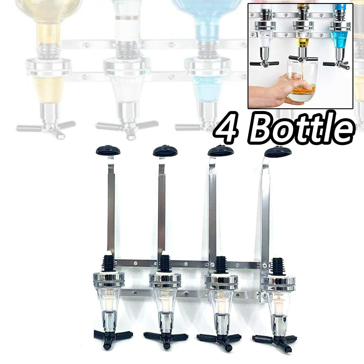 Диспенсър за напитки за стена с 4 поставки за бутилки