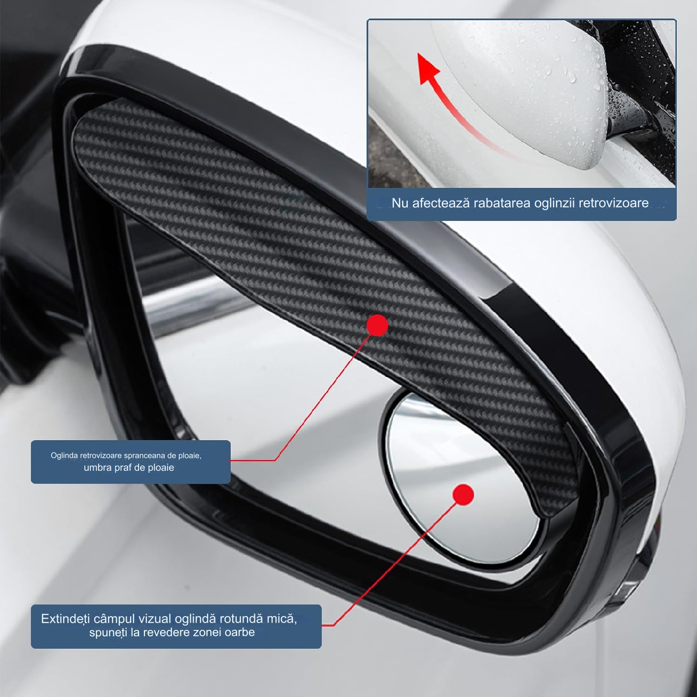 Комплект огледала за обратно виждане за кола с дъждобран
