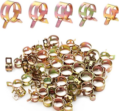 SpringClamp™ - Комплект от 100 еластични метални скоби за маркучи – диаметри 6-22 mm