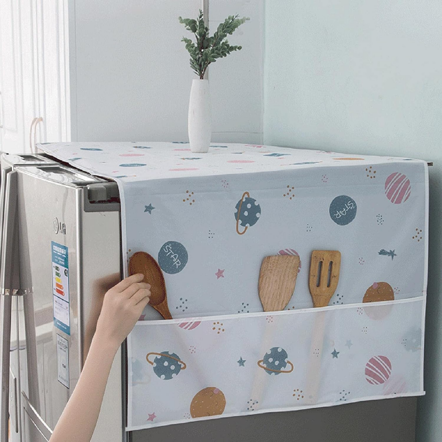 🔥1+1 ОФЕРТА!🔥Декоративен капак с джобове за хладилник