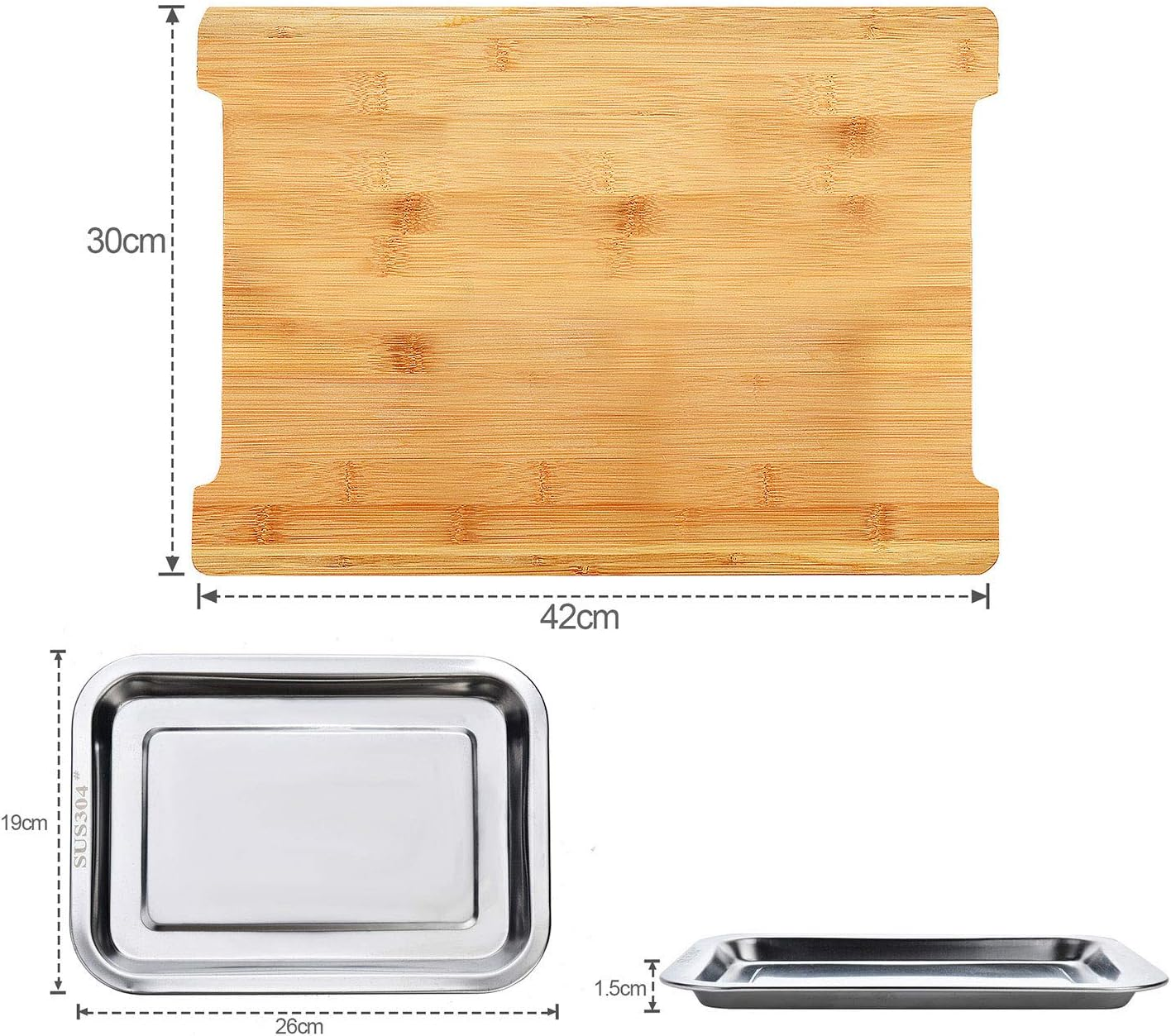PrepBoard Duo™ – Бамбукова дъска за рязане със странични тавички за събиране