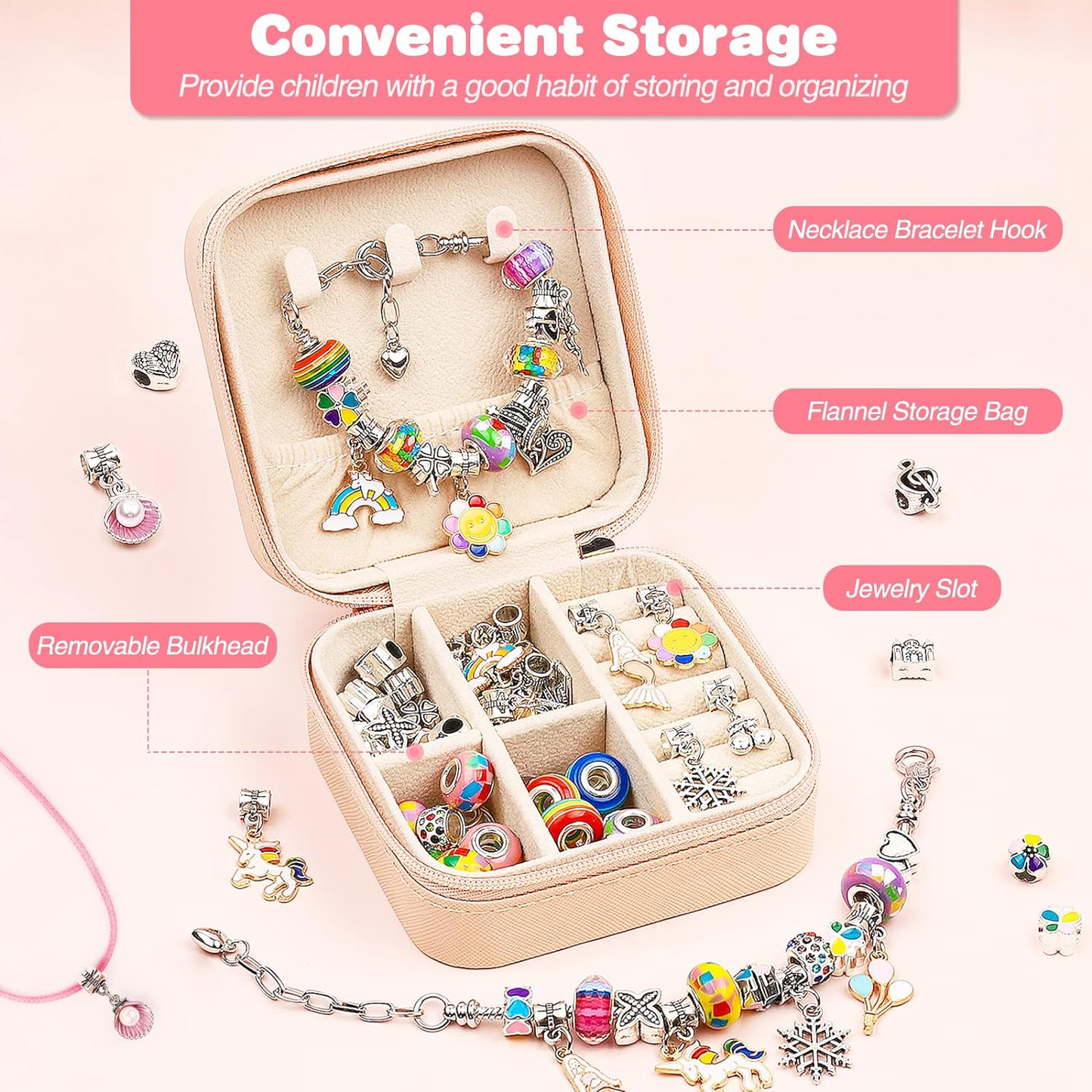 Комплект за правене на гривни за момичета (60 части)