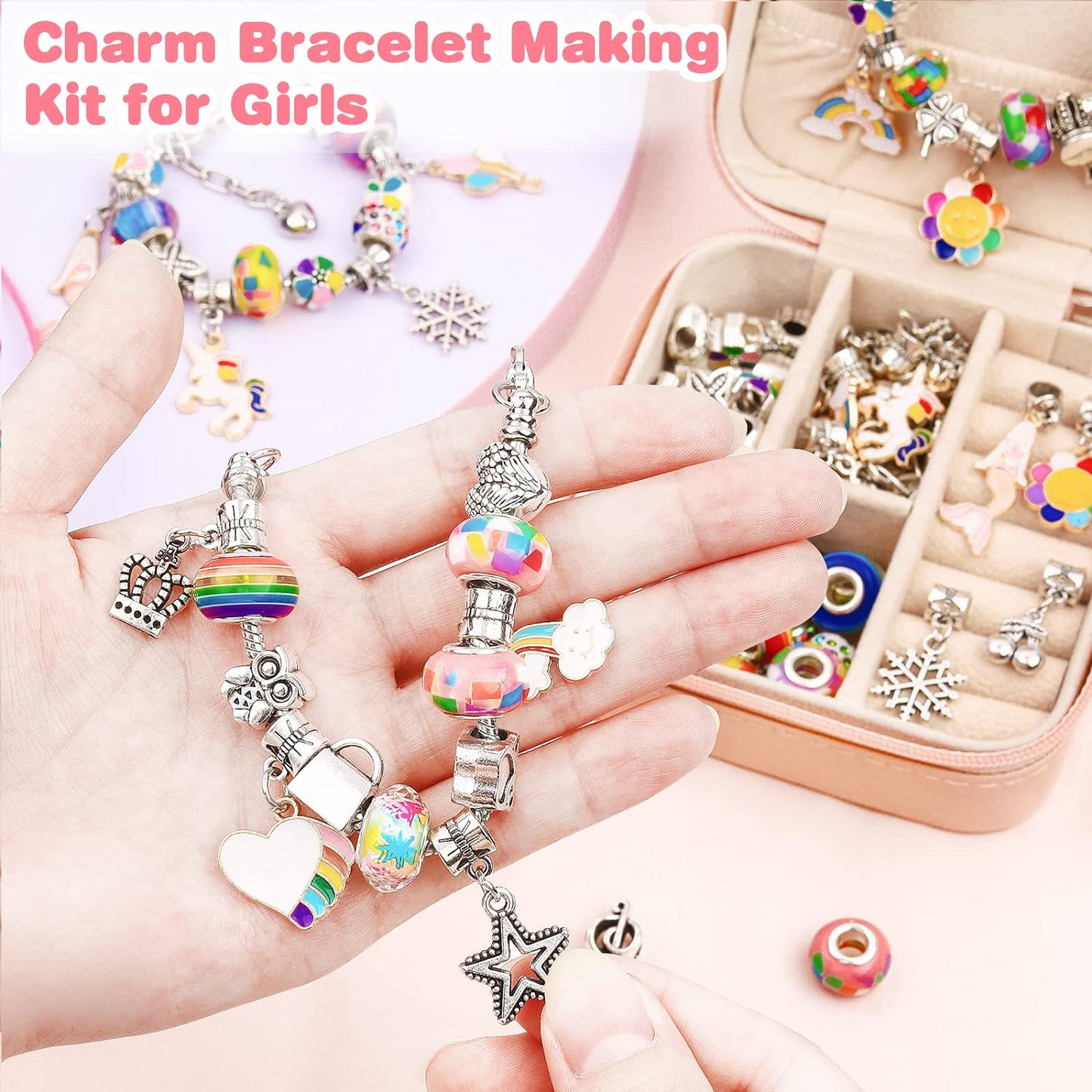 Комплект за правене на гривни за момичета (60 части)