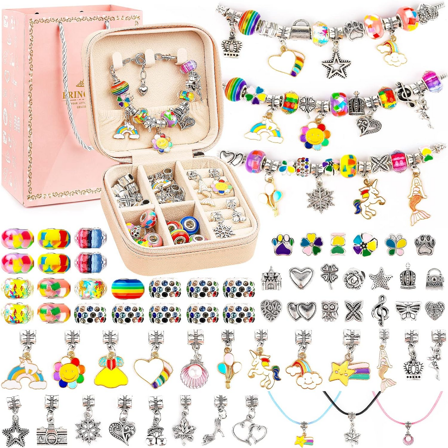 Комплект за правене на гривни за момичета (60 части)