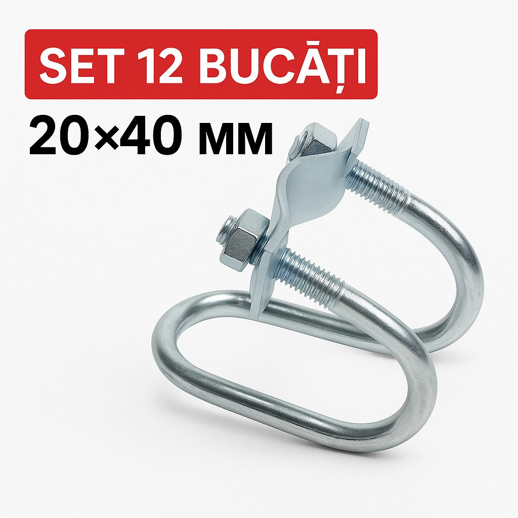 UGrip™ - Комплект от 12 U-образни скоби от поцинкована стомана – размер 20×40 mm