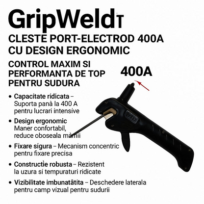 GripWeld™ – Електрододържач 400A с ергономичен дизайн