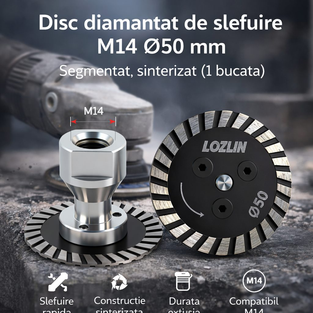 DiamondGrip™ – Диамантен шлифовъчен диск M14 Ø50 mm (сегментиран, синтерован)