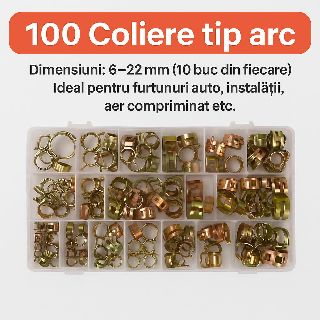 SpringClamp™ - Комплект от 100 еластични метални скоби за маркучи – диаметри 6-22 mm