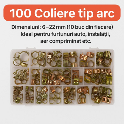 SpringClamp™ - Комплект от 100 еластични метални скоби за маркучи – диаметри 6-22 mm
