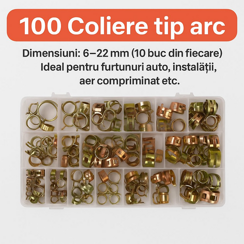 SpringClamp™ - Комплект от 100 еластични метални скоби за маркучи – диаметри 6-22 mm