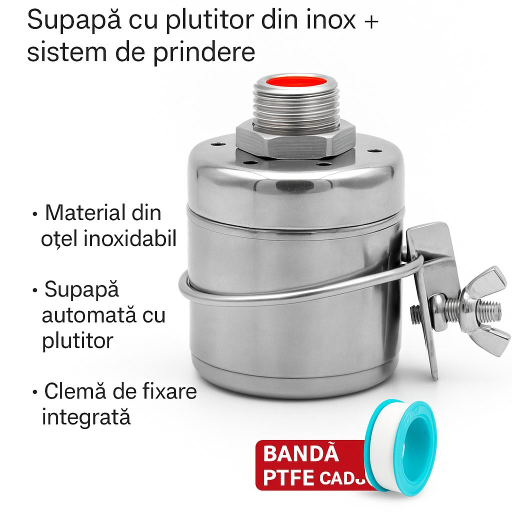 FloatValve™ – Поплавъчен клапан от неръждаема стомана + система за закрепване