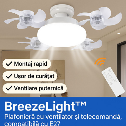 BreezeLight™ – Полилей с множество вентилатори и дистанционно управление, съвместим с E27