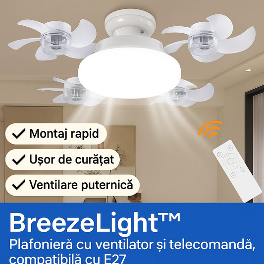 BreezeLight™ – Полилей с множество вентилатори и дистанционно управление, съвместим с E27