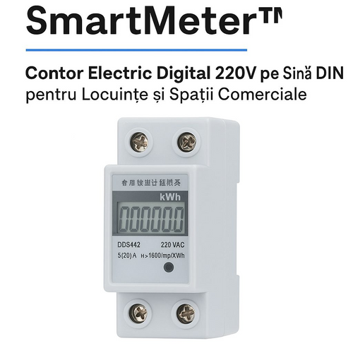 SmartMeter™ – Дигитален монофазен електромер 220V за DIN шина