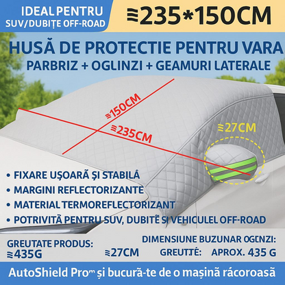 AutoShield Pro™ – Слънцезащитно покривало за предно стъкло и странични прозорци (235 x 150 cm)