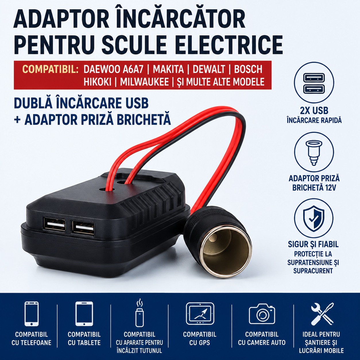 MakCharge™ – USB адаптер и автомобилен контакт за батерии Makita