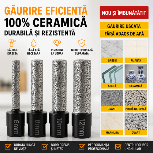 DrillX Pro™ – Комплект диамантени боркорони за ъглошлайф (6/8/10/12mm)