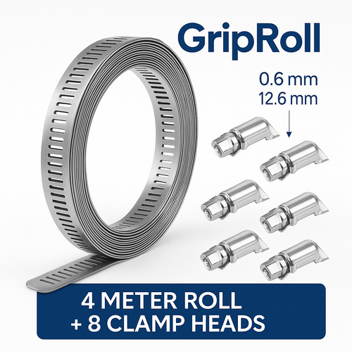 GripRoll™ – Регулируема метална лента 4 метра + 8 затягащи накрайника