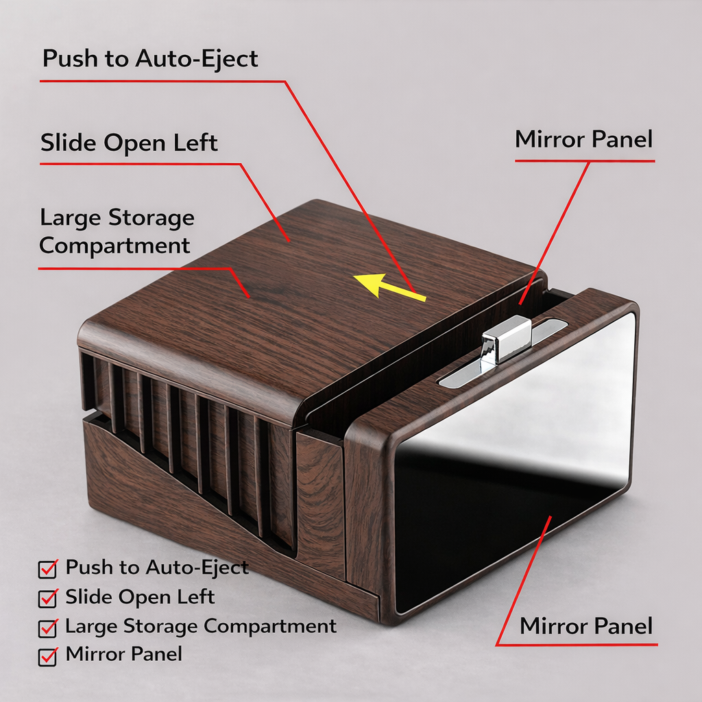 VaultBox™ – Автоматична кутия с бързо изваждане и вградено огледало