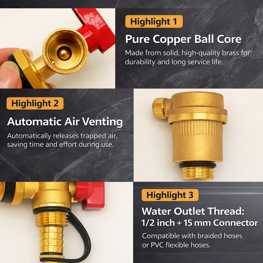 ThermoDrain Pro™ – Автоматичен вентил за обезвъздушаване и източване за отоплителни инсталации (1")