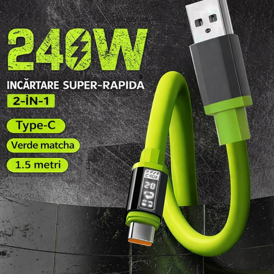 🔥ОФЕРТА 1+1!🔥UltraWatt™ – Кабел за бързо зареждане 240W Type-C с дигитален дисплей, 2m