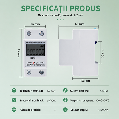 SmartMeter™ – Дигитален монофазен електромер 220V за DIN шина