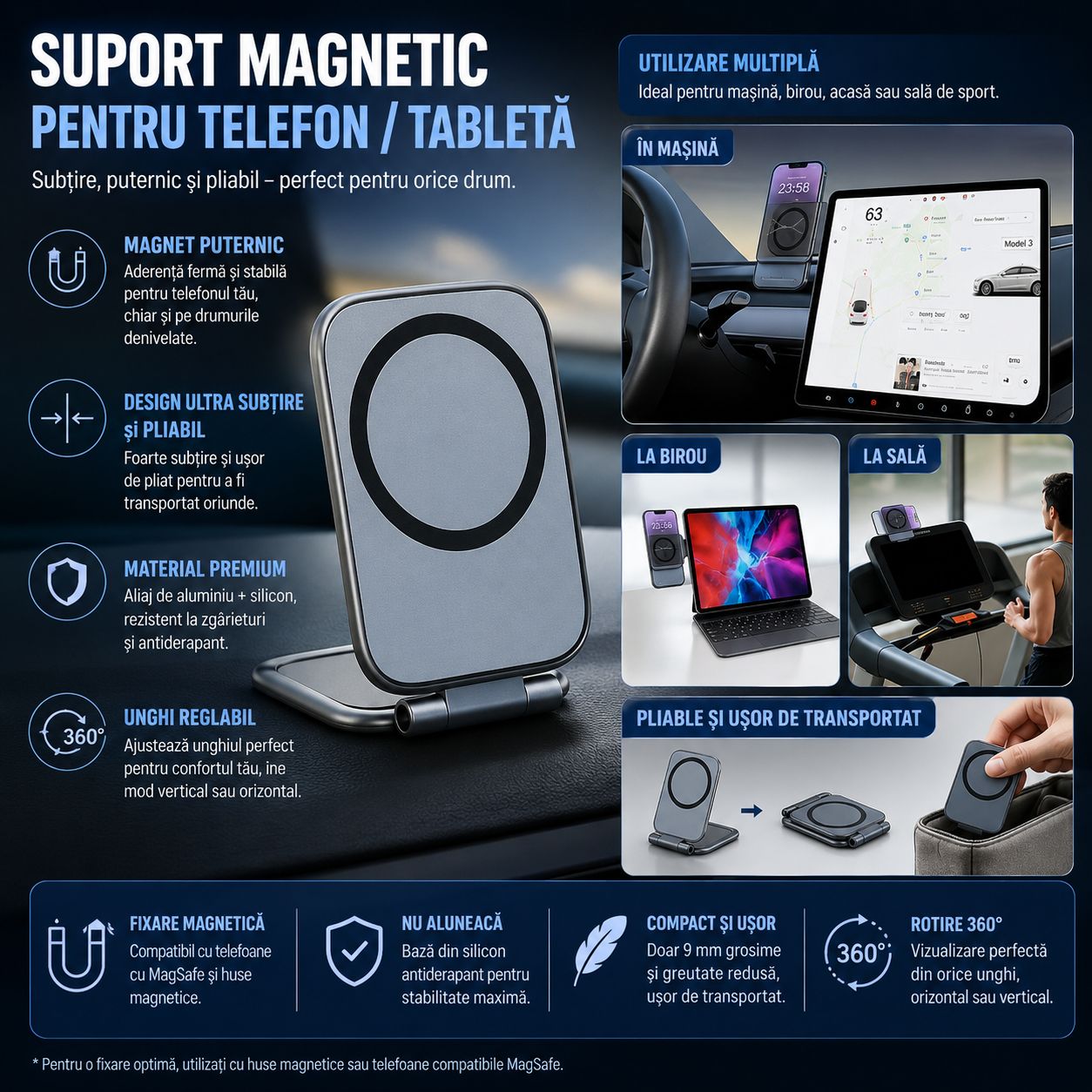 MagFold™ – Сгъваема магнитна стойка за телефон и таблет