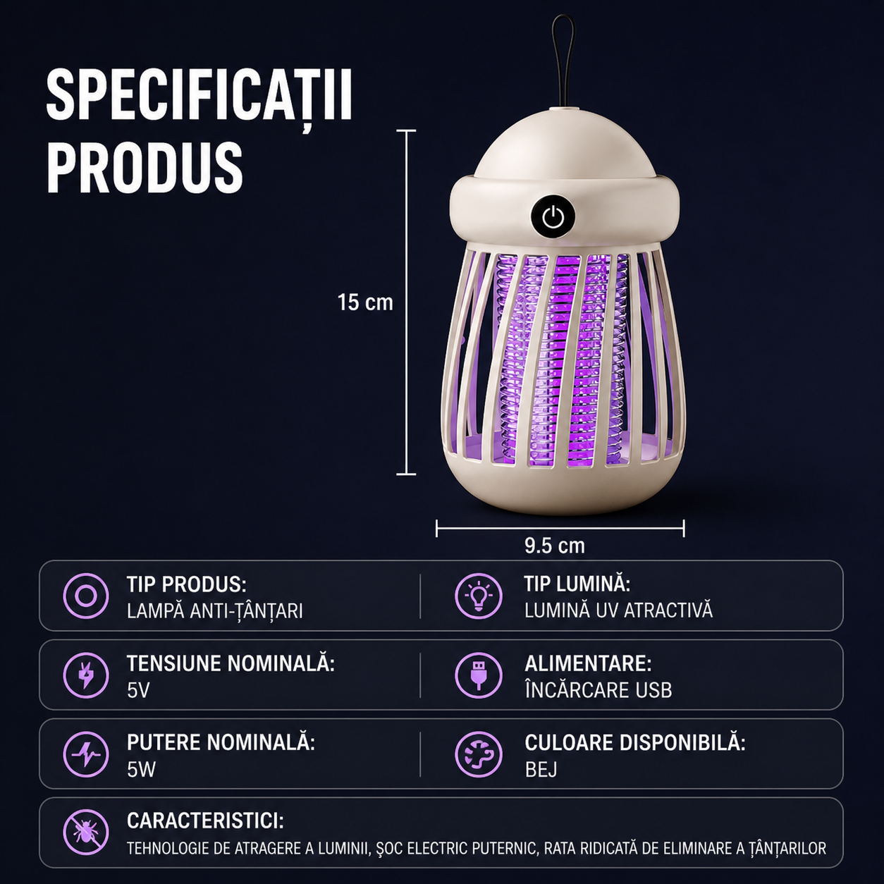 Zytrap™ – UV лампа против комари с електрошок и USB