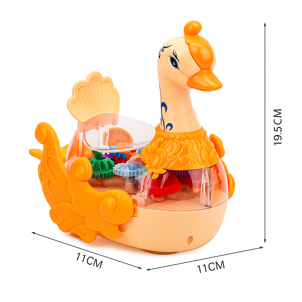 DreamSwan™ – Електрически лебед с видими зъбни колела, 3D светлини и музика