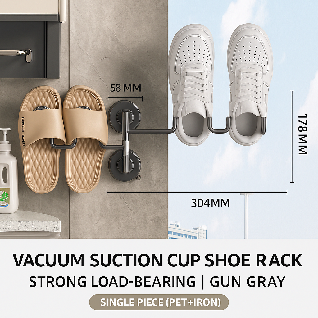 🔥ОФЕРТА 1+1🔥ShoeSpin™ - Въртяща се поставка за чехли – 90°/180° – закрепване с вендуза