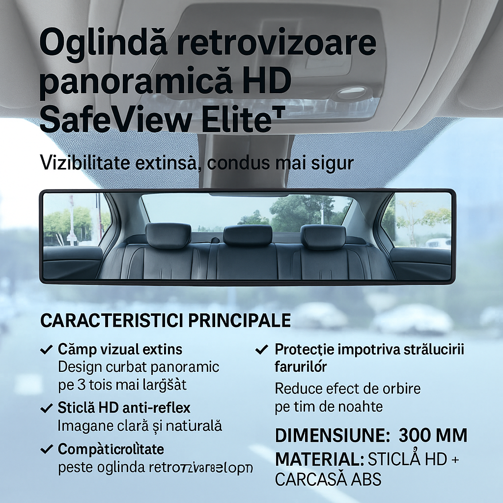 SafeView Elite™ – HD панорамно огледало за обратно виждане за автомобил