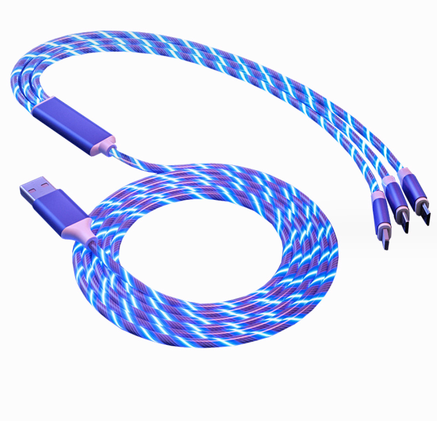 🔥1+1 ОФЕРТА!🔥Светещ кабел за зареждане с 3 вида щепсели