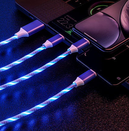 🔥1+1 ОФЕРТА!🔥Светещ кабел за зареждане с 3 вида щепсели