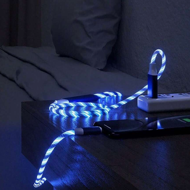 🔥1+1 ОФЕРТА!🔥Светещ кабел за зареждане с 3 вида щепсели