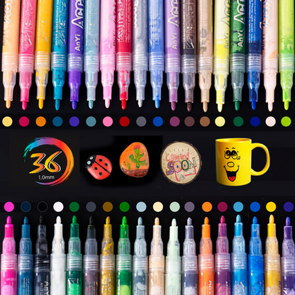 ColorCrafter™ – Премиум маркери за стъкло, дърво и акрил (Комплект от 18 броя)