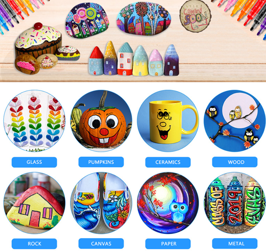 ColorCrafter™ – Премиум маркери за стъкло, дърво и акрил (Комплект от 18 броя)